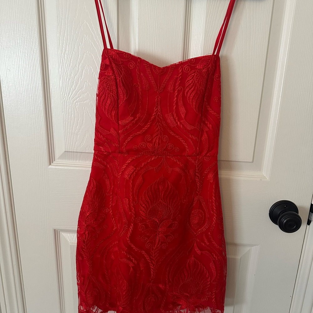 Elegant Red Lace Dress